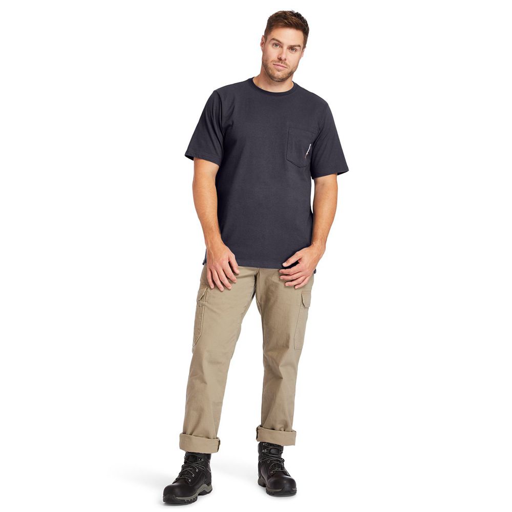 Timberland Mens T-Shirts PRO® Big & Tall Base Plate Short-Sleeve - Navy - India BU5306247